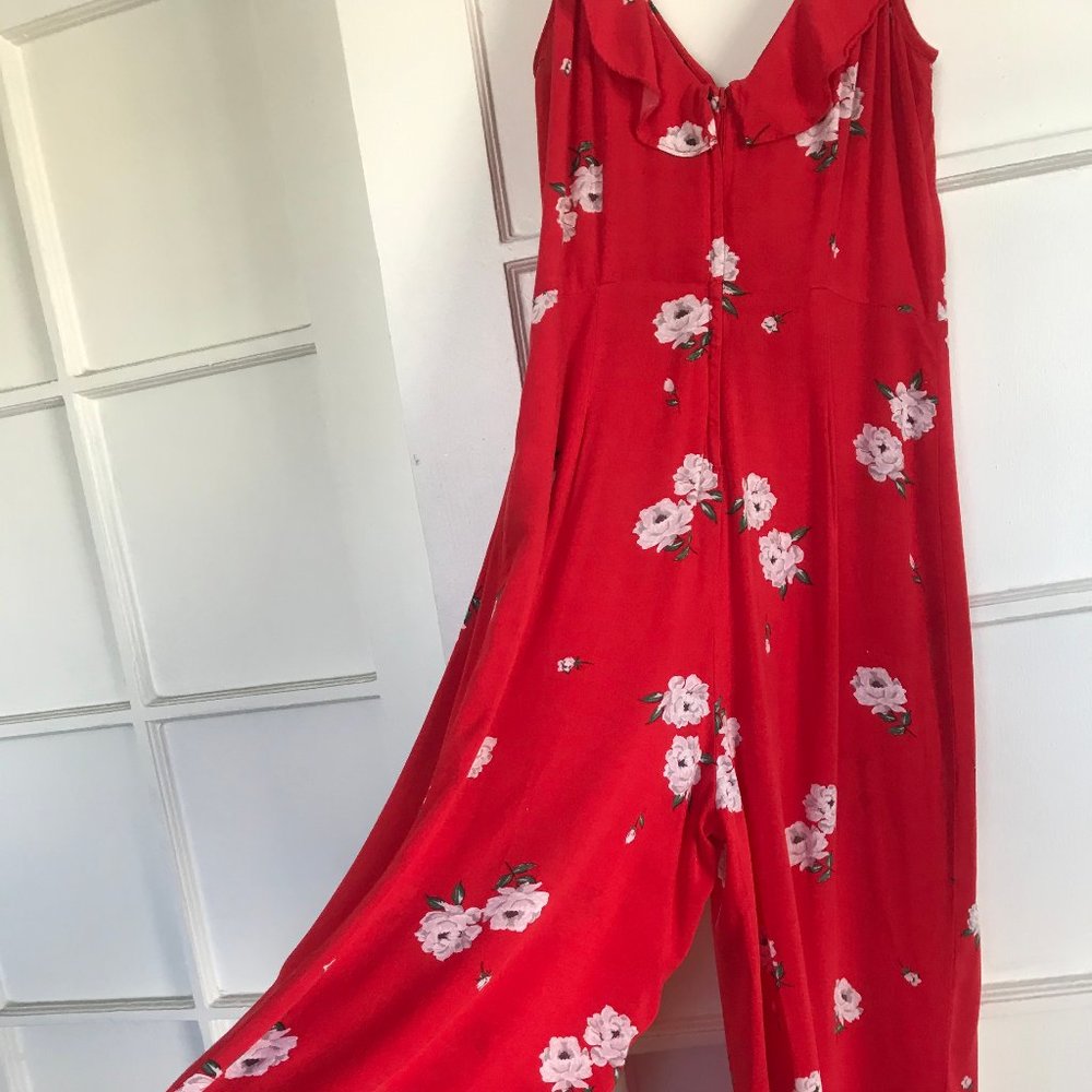 Red Floral pant romper jumpsuit